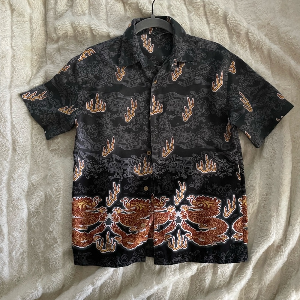 Men's Black and Brown Patterned Shirt